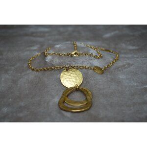 Premier Designs Vintage Gold Tone Necklace Hammered Abstract Oval Jewelry Organi